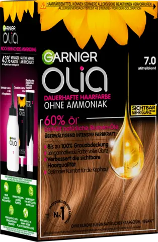 Olia Dauerhafte Haarfarbe 7.0 Mittelblond von GARNIER OLIA