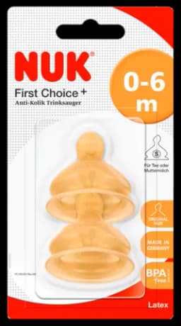 First Choice Plus Anti-Kolik Trinksauger Latex Gr.S Tee/Muttermilch 0-6m von NUK