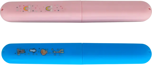 Zahnbürstenbox Kindermotive Kunststoff blau/rosa von DIV.SAISONMARKEN
