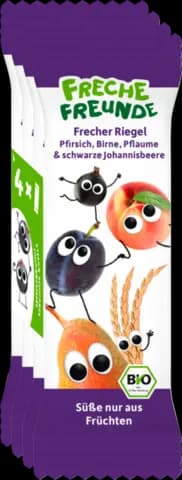 Riegel Pfirsich Birne Pflaume schwarze Johannisbeere 4x23g von ERDBÄR