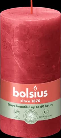Stumpenkerze Rustic Delicate red 130 x 68 mm von BOLSIUS