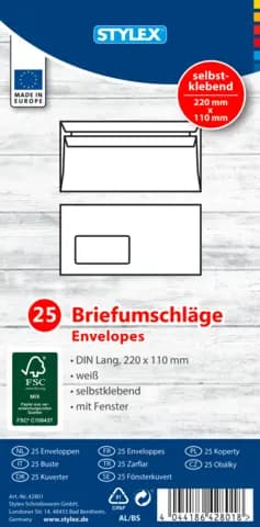 Briefumschlag selbstklebend mit Fenster DIN680 von STYLEX