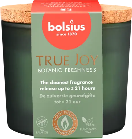Duftkerze Botanic Freshness mit Korkdeckel grün von BOLSIUS