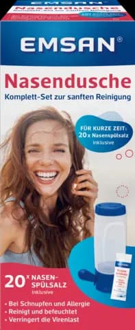 Nasendusche Komplett+Nasenspülsalz 20 Beutel von EMSAN