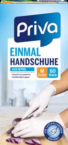 Einmalhandschuhe Nitril, weiß, Gr. M von PRIVA
