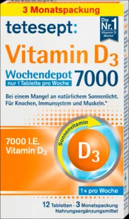 Vitamin D3 7000 Wochendepot, 12 Stück von TETESEPT