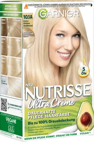 Nutrisse Creme Dauerhafte Pflege-Haarfarbe 10.1A Extra Kühles Hellblond von GARNIER NUTRISSE