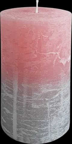 Rustik Stumpenkerze rosa/silber 120 x 68 mm von GIES