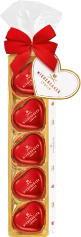 Marzipan Herzen mit Schleife & Karte von NIEDEREGGER
