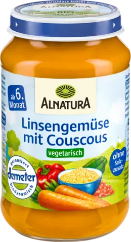 Bio Vegetarisches Menü Linsengemüse mit Couscous ab 6. Monat von ALNATURA