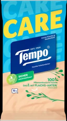 sanft & pflegend feuchte Toilettentücher mit natürlicher Kamille Travelpack von TEMPO