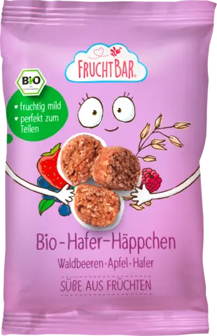 Bio Hafer-Häppchen Waldbeeren Apfel ab 12 Monaten von FRUCHTBAR