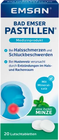 Bad Emser Pastillen ohne Zucker mit Minze von EMSAN