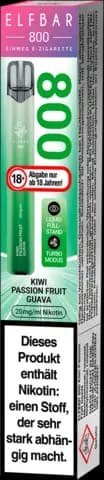 Einweg E-Zigarette Kiwi Passionfruit Guava 800Züge 20mg von ELFBAR