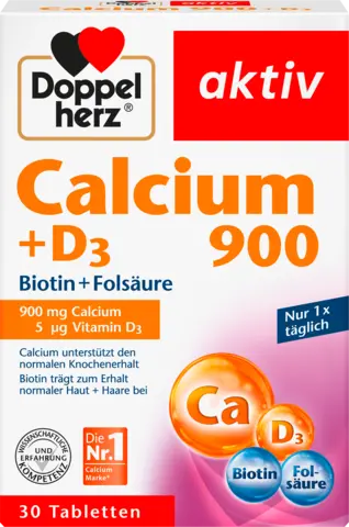 aktiv Calcium 900 + D3 + Biotin + Folsäure von DOPPELHERZ