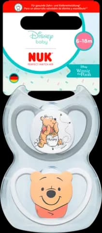 Nuk Beruhigungssauger Disney Winnie the Pooh Perfect Match Air Silikon 6-18 Monate grau/weiß von NUK