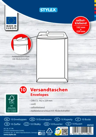 Versandtasche C5 weiß von STYLEX