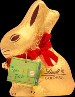 Goldhase mit Geschenkumschlag von LINDT