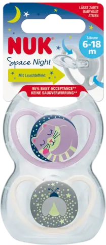 Beruhigungssauger Space Night Silikon Gr.2 von NUK