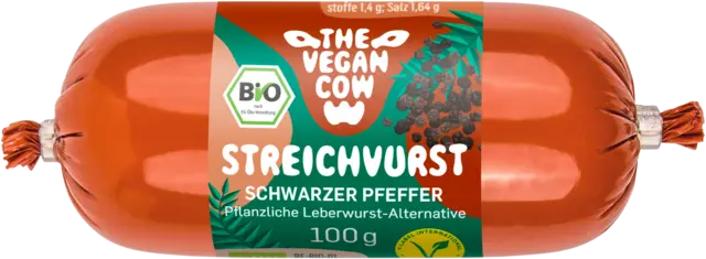 Bio Streichvurst Schwarzer Pfeffer Vegan von THE VEGAN COW