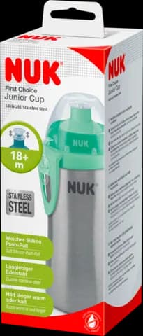 Junior Cup mit Push-Pull-Tülle Edelstahl grün von NUK
