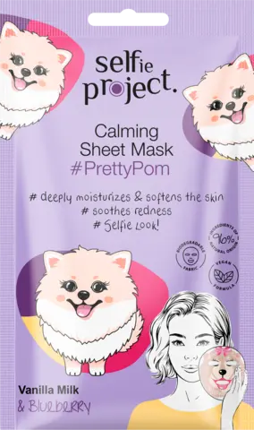 Calming Sheet Mask PrettyPom Vanilla Milk & Blueberry von SELFIE PROJECT