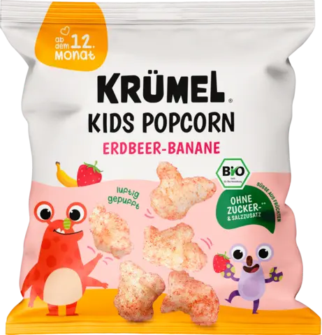 Bio Kids Popcorn Erdbeer-Banane von KRÜMEL
