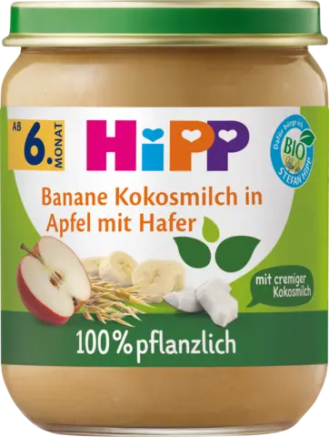 Bio 100% pflanzlich Banane Kokosmilch in Apfel mit Hafer von HIPP