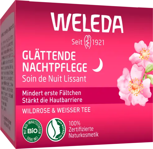 Glättende Nachtpflege Wildrose & Weisser Tee von WELEDA