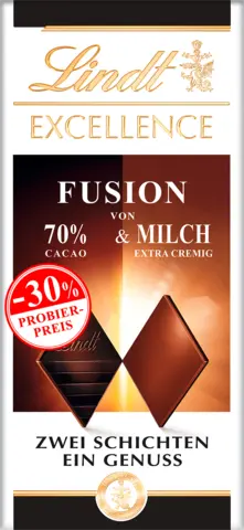 Excellence Fusion 70 % Kakao & Milch Promotion von LINDT