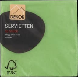 Servietten hellgrün 3lg.33x33 30ST von DEKOR