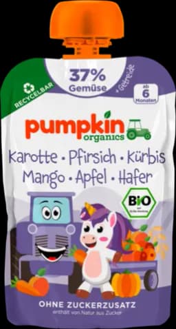 Bio Quetschie Karotte Pfirsich Hafer ab dem 6.Monat von PUMPKIN ORGANICS