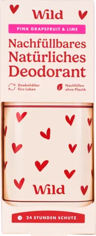 Deo Startpaket Loveheart + Pink Grapefruit & Lime Deo Refill von WILD