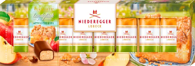 Marzipan Klassiker Landglück Apfelstreusel Vollmilch-Schokolade von NIEDEREGGER