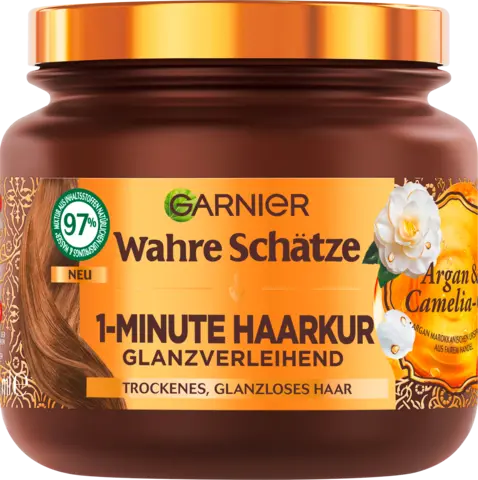 Wahre Schätze 1-Minute Haarkur glanzverleihend mit Arganöl und Cameliaöl von WAHRE SCHÄTZE