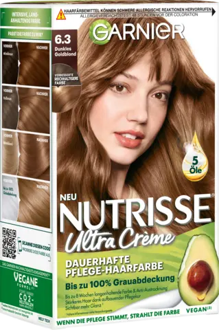 Nutrisse Creme Dauerhafte Pflege-Haarfarbe 63 dunkles goldblond von GARNIER NUTRISSE