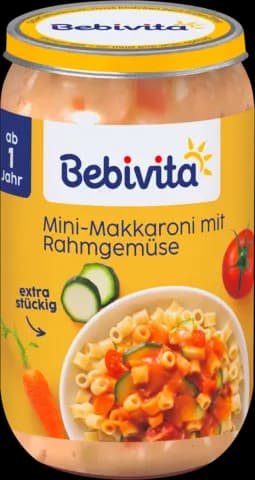 Mini-Makkaroni mit Rahmgemüse ab 1 Jahr von BEBIVITA