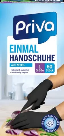 Einmalhandschuhe Nitril, schwarz, Gr. L von PRIVA