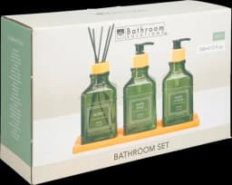 Badezimmerset Tablett Bambus 2 Seifenspender 1 Diffuser sortiert 4-teilig von DIV.SAISONMARKEN