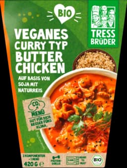 Bio Veganes Curry Typ Butter Chicken und Naturreis von TRESSBRÜDER