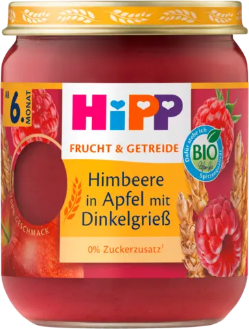 Bio Himbeere in Apfel mit Dinkelgrieß von HIPP