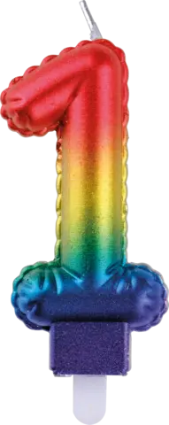 Zahlengeburtstagskerze 1 3-fach rainbow von TIB