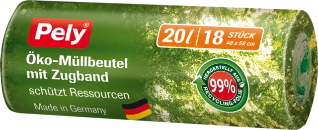 Öko-Müllbeutel mit Zugband 20 l von PELY
