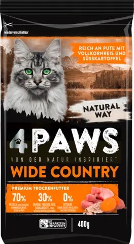 Wide Country reich an Pute mit Vollkornreis und Süßkartoffel von 4 PAWS