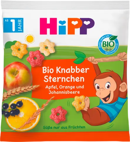 Bio Knabber Sternchen mit Apfel, Orange und Johannisbeere ab 1+ von HIPP