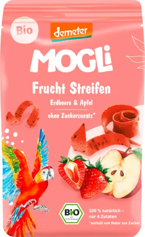 Demeter Fruchtgummi Streifen Erdbeer & Apfel von MOGLI