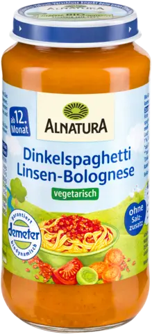 Demeter Pasta mit Linsenbolognese ab 12 Monaten von ALNATURA