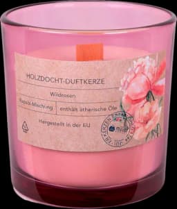 Duftglas „PRO NATURE“ mit Rapsöl und Holzdocht Wildrose 10 x 10 cm von DIV.SAISONMARKEN