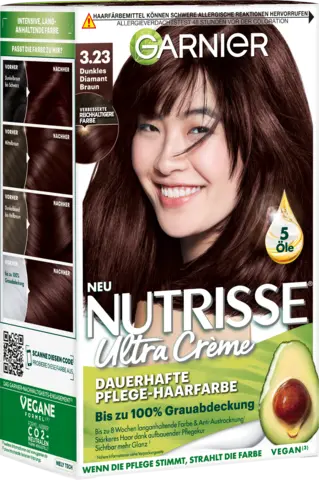 Nutrisse Creme Dauerhafte Pflege-Haarfarbe 3.23 dunkles diamant braun von GARNIER NUTRISSE
