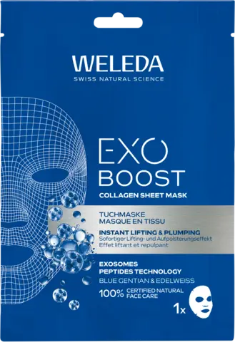 Exo Boost Collagen Tuchmaske Blauer Enzian von WELEDA